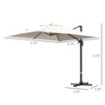 thumbnail image 3 of Outsunny 10x10ft Cantilever Umbrella with 4 Adjustable Angle and Rotation, Square Top Market Parasol with Aluminum Pole and Ribs for Backyard Patio Outdoor Area, Cream, 3 of 9