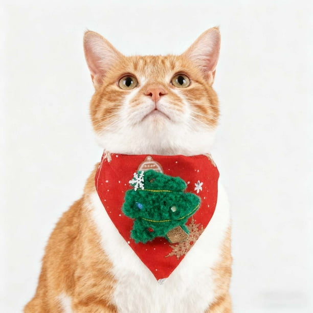 Christmas Cute Decoration Pet Adjustable Button Wipes Santa Claus Printed Triangular Wipes