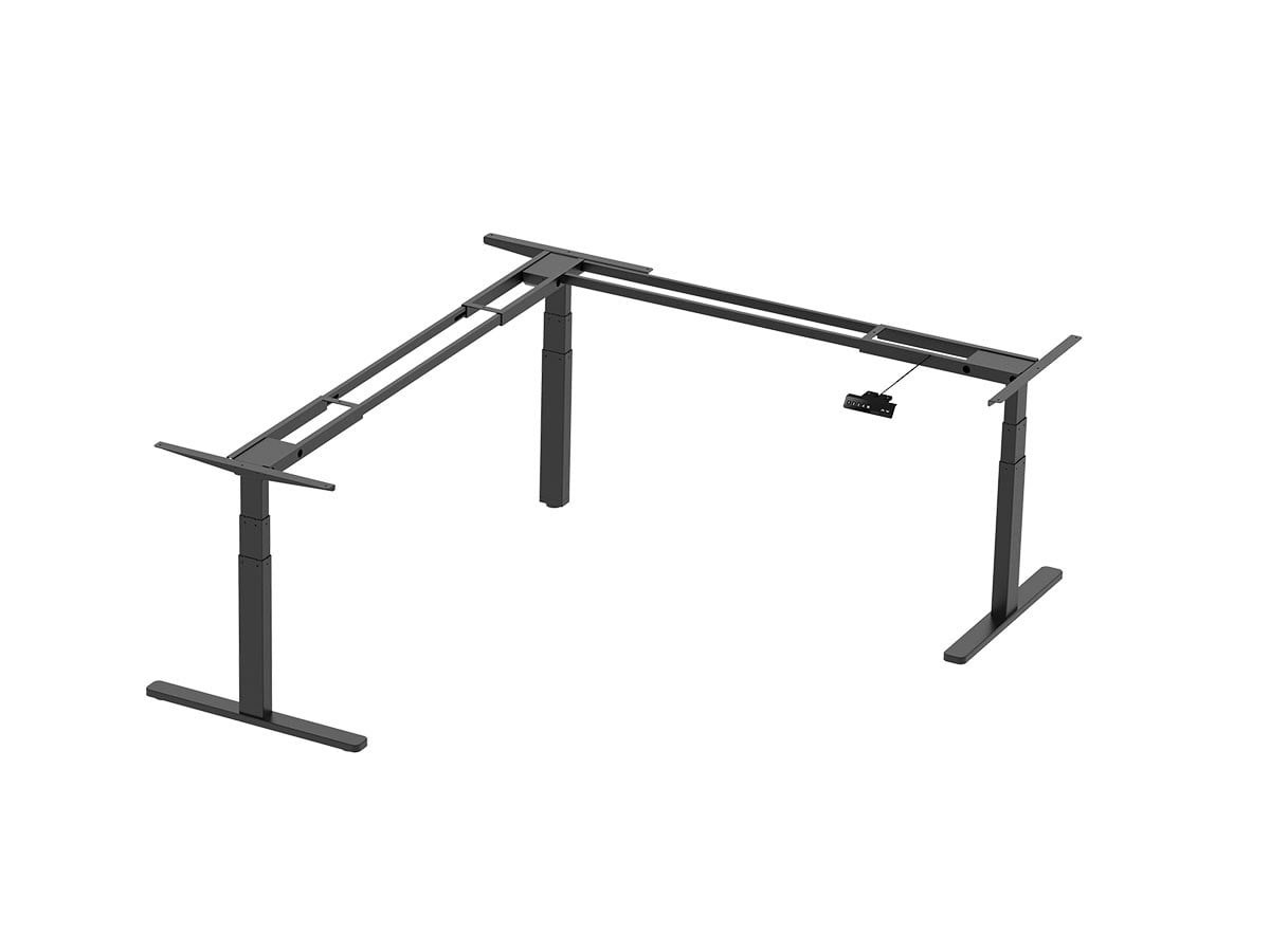 Monoprice Triple Motor Height Adjustable Sit-Stand Corner Desk Frame - Black, 3 Leg Corner, L Shaped Table Base, Programmable Memory Settings