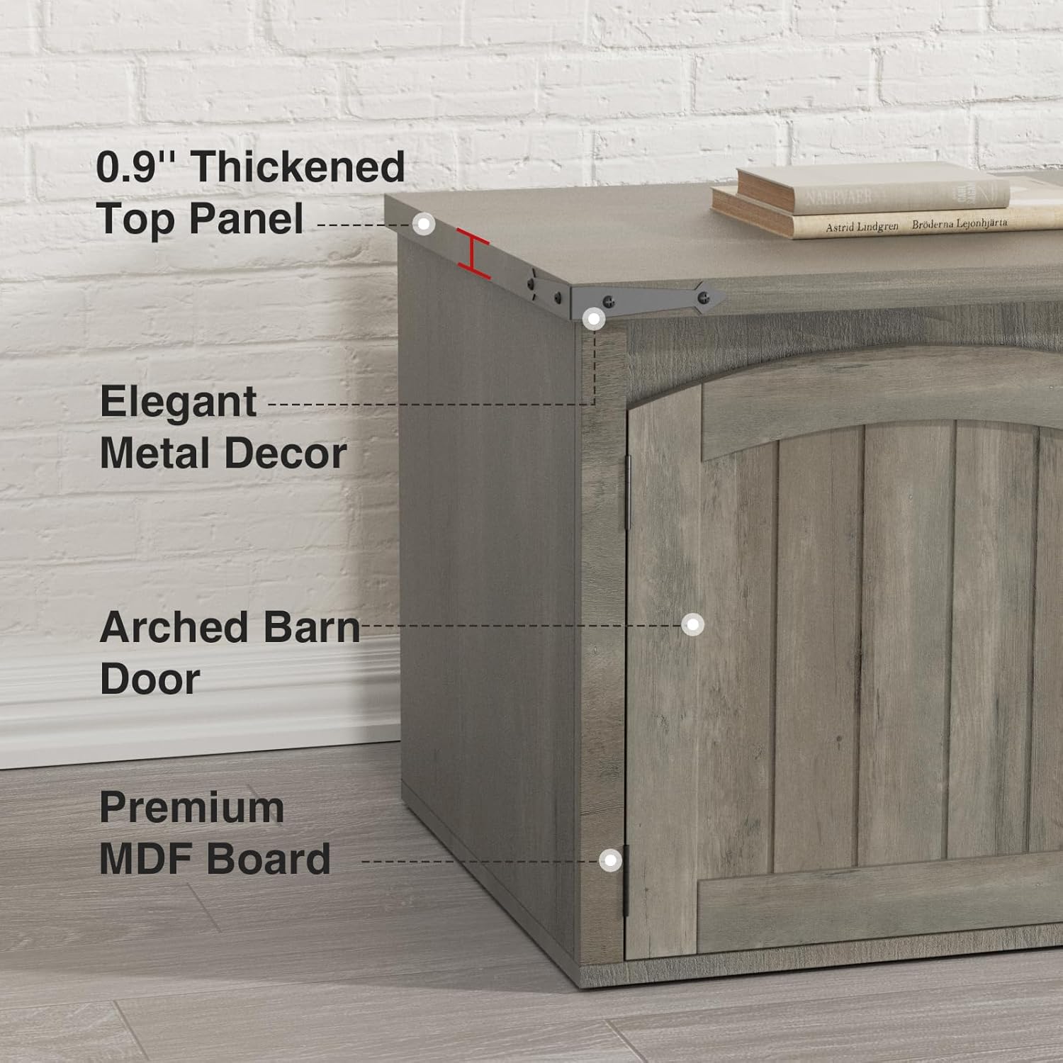 VEANERWOOD Cat Litter Box Enclosure for 2 Cats, Large Cat House with Double Rooms & Scratch Pad for Living Room, Bedroom, Wooden Enclosed Cat Litter Box Furniture