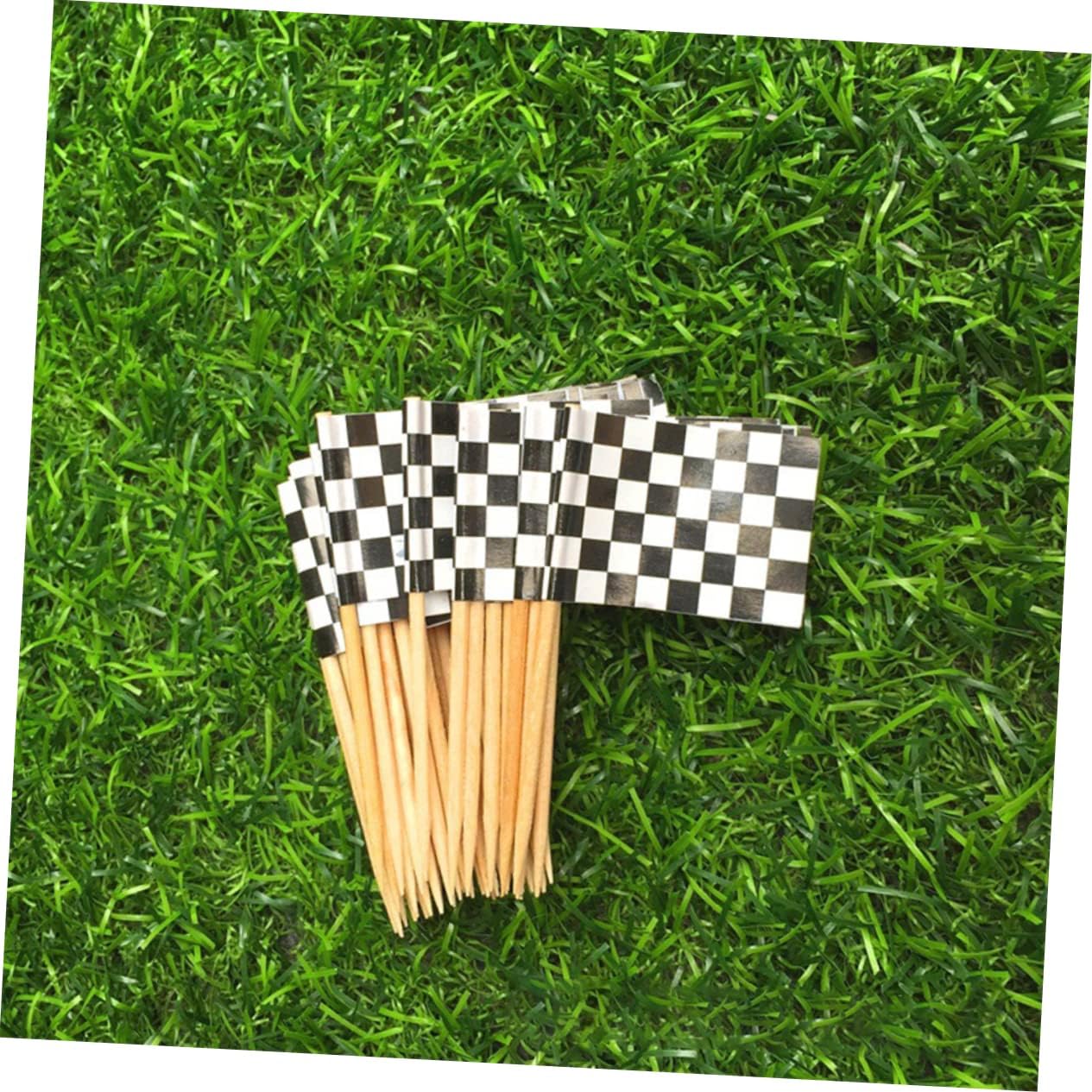 72 Pcs Checkered Racing Flag Cake Toppers - Black & White Toothpick Flags For Race Car Birthday Party - View #3