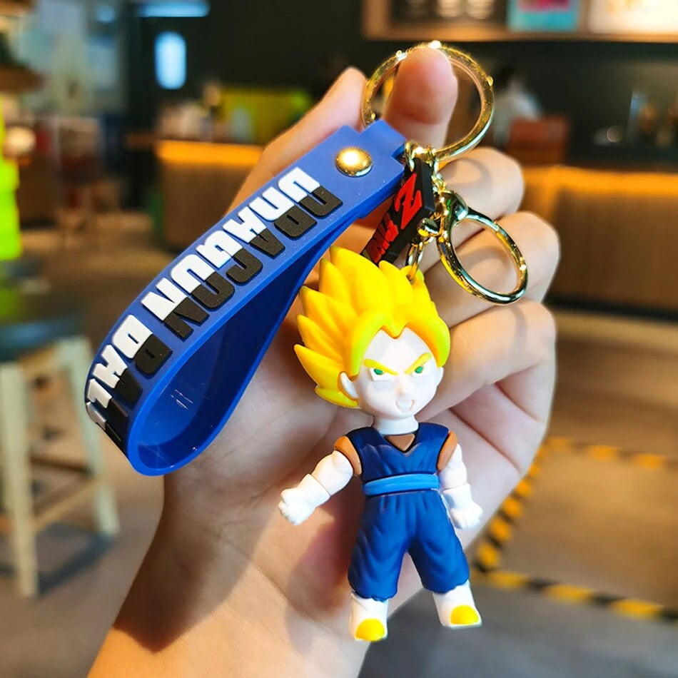 Dragon Ball Keychain PVC Cartoon Anime Figure Trunks Son Goku Piccolo Buu Vegeta Action Figures Key Chain Keyring Bag Pendant A03