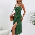 thumbnail image 5 of SZJXBUY Women's Polka Dot Dresses Plus Size,Sundresses for Women 2024 Sexy Boho Spaghetti Strap Polka Dot Tank Dress Flowy High Side Split Long Maxi Dresses Army Green,XXL, 5 of 6