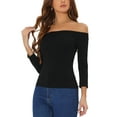 thumbnail image 4 of INSPIRE CHIC Women's Off Shoulder 3/4 Sleeves Party Tops L Black, 4 of 6