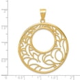 thumbnail image 3 of 14k Yellow Gold Textured Polished Circle Pendant Necklace 50x38mm Wide Pendant for Women - 3.0 Grams, 3 of 3