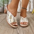 thumbnail image 2 of Heeled Sandals for Women Vintage Print Open Toe Mules Casual Slip on Summer Backless Heels Comfortable Orthopedic Shoes White Size 7.5, 2 of 7