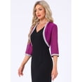 thumbnail image 2 of DARING DIVA Women's Sequin Beaded Open Front Evening Shrug XL Purple, 2 of 6