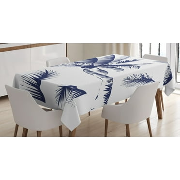 Ambesonne Psychedelic Tablecloth Rectangular Table Cover, Coconut Palm Tree, 60"x90", Indigo