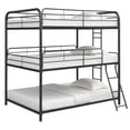 thumbnail image 2 of Sturdy Steel Triple Bunk Bed with Safety Rails & Ladder, Space-Saving Industrial Design for 3 Sleepers, Black – Ideal for Compact Bedrooms & Dorm Rooms, 2 of 7
