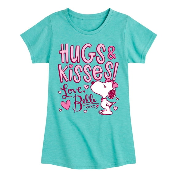 Peanuts - Hugs and Kisses Belle - Toddler and Youth Girls Fitted Short Sleeve Graphic T-Shirt