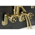 thumbnail image 3 of Kingston Brass AE8457RKX Webb 7-Inch Adjustable Wall Mount Clawfoot Tub Faucet with Knurled Handle and Hand Shower, Brushed Brass, 3 of 7