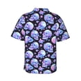 thumbnail image 3 of Daiia blue Skull flower Hawaiian Shirt for Men Gentle Cotton Regular Short Sleeve Casual-Large, 3 of 9