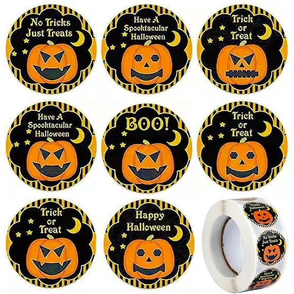 1.5" Halloween Stickers - 500 Per Roll. Different Slogan Designs Halloween Stickers