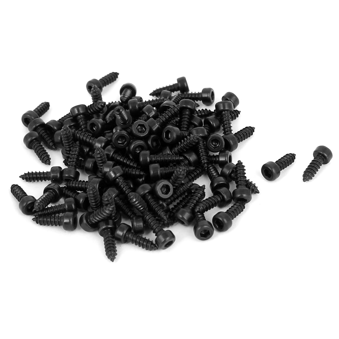 2.6mm x 8mm Threaded Carbon Steel Hex Head Self Tapping Screws Black