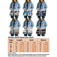 thumbnail image 6 of Women's Button Down Shirt Jacket Aztec Denim Jacket Hip Length Denim Jean Jackets Shackets Blue L, 6 of 6