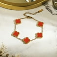 thumbnail image 2 of JeenMata Pulsera de Eslabones con Flores Rojas Bañada en Oro Amarillo, 2 of 6