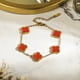 thumbnail image 2 of JeenMata Pulsera de Eslabones con Flores Rojas Bañada en Oro Amarillo, 2 of 6