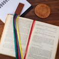 thumbnail image 2 of 3 Pieces Faux Leather Ribbon Bookmarks Bookmark with 5 Colored Ribbons Book Markers for Roman Bible Books, 2 of 5