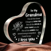 Grandma Gifts from Grandkids Heart Shaped Acrylic Keepsake Floral Grandma Plaque I Love You Grandma Gift Birthday Present for Grandmother 3.9x3.9 Inch
