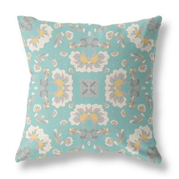 Amrita Sen Broadcloth Zippered Pillow With Green Off White CAPL275BrCDSZP16x16