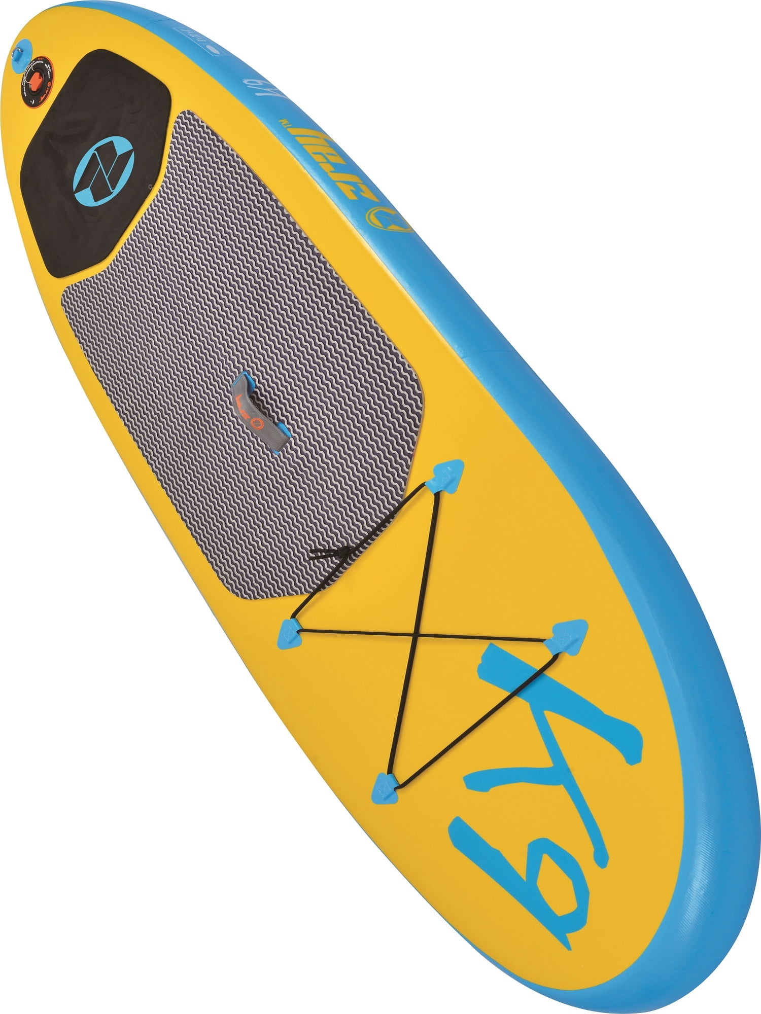 Pool Central 8' Inflatable Blue and Yellow Z-Ray SUP K9 Teen Paddle Board