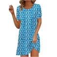 thumbnail image 2 of Baikeli Liquidation Robes de Printemps pour Femmes 2024 Robe Imprimée à Manches Courtes Col Rond Robe à Manches Courtes Col Rond Robes de Printemps pour Femmes 2024, 2 of 5