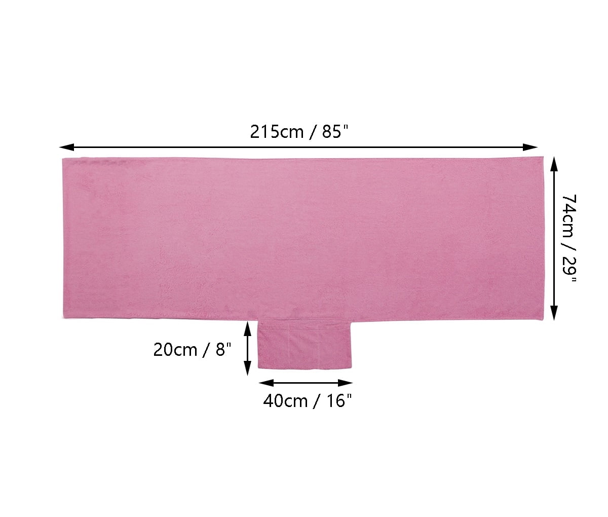 Muka Cotton Beach Pool Lounge Chair Cover Terry Bath Towel with Side Pockets, 29" x 85"-Pink