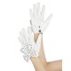 thumbnail image 4 of Guantes de cuero sintético para mujer Inspire Chic, guantes de longitud de muñeca punk gótica con lazo con tachuelas, talla única, dedos completos, blanco, 4 of 6