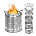 thumbnail image 6 of BIMZUC Portable Stainless Steel Lightweight Wood Stove Alcohol Burner for Outdoor Cooking Picnic BBQ Camping Backpacking Survival Gear (6.2 inches / 15.8 cm Height, 0.99 lbs / 450g Weight), 6 of 6