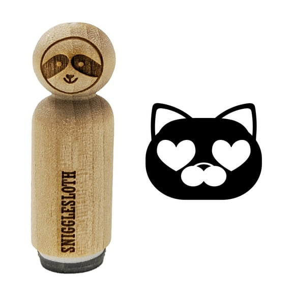 Round Cat Face Love Heart Eyes Rubber Stamp for Scrapbooking Crafting Stamping - Mini 1/2 Inch