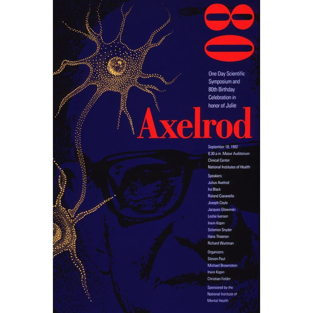 National Institutes of Health 11x14 Black Modern Framed Museum Art Print Titled - Axelrod 80; One Day Scientific Symposium and 80th Birthday Celebration in Honor of Julie Axelrod (1992)