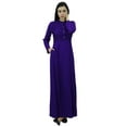 thumbnail image 6 of Bimba Women's Mandarin Collar Plain Jilbab Dress With Pockets Full Sleeve Maxi, 6 of 6