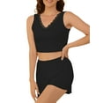 thumbnail image 5 of Pajamas for Women, PUTUO Womens Pajama Sets, Lace Soft 2 Piece Crop Top Shorts Set, Lounge Sets for Women Sleepwear, 5 of 6