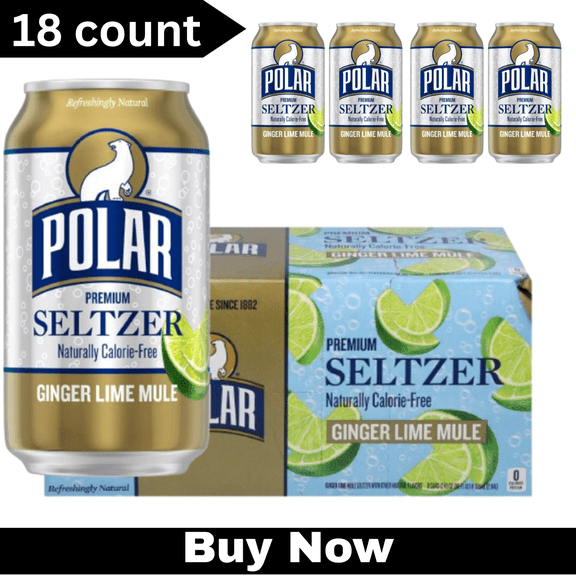 Polar Ginger Lime Mule Flavored Seltzer Water – 12 fl oz Cans, 18 Pack – Refreshing Sparkling Beverage