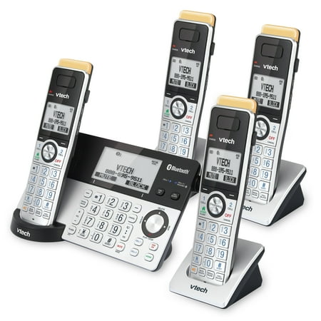 VTech - 4 Handset Connect to Cell Answering System with Super Long Range - Silver and Black