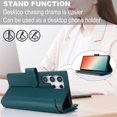 thumbnail image 2 of Compatible With Samsung Galaxy S22 Ultra Wallet Case with Card Holder Kickstand Double Magnetic Clasp Zipper Pocket Lanyard Strap Wristlet, Leather Flip Case Women Men Wallet Cover,Green, 2 of 14