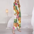 thumbnail image 3 of Fotbe Hawaiian Pineappl Pattern Long Sleeve Pajama Set for Women,Sleepwear Set,2-piece Loungewear Set,Soft PJs Comfy Nightwear with Pockets -Large, 3 of 7