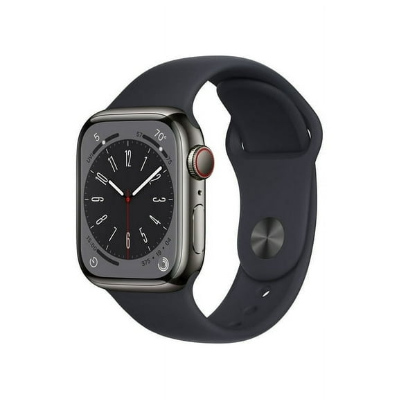 Restored Apple Watch Series 8 45mm (GPS Cellular) Graphite Stainless Steel w/ ML Midnight Sport Band (Refurbished)