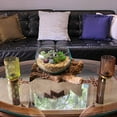 thumbnail image 3 of Things2Die4 Melted Glass Bowl on Teak Driftwood Base, 8–9" Terrarium Centerpiece Decor - Brown - Size 18.5 inch, 3 of 5