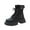 Black, variant on 2024 Women's Ankle Combat Boots Round Toe Platform Side Zipper Fall Short Booties White