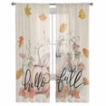 thumbnail image 3 of Hello Fall Sheer Curtains 72 Inches Long 2 Panels Set, Window Sheer Curtains for Living Room/Bedroom, Farmhouse Pumpkins Thanksgiving Botanical Light Filtering Rod Pocket Curtain 52'' x 72'' x 2, 3 of 7