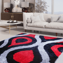 Optima Bel Air Red And Black 8x10 ft Shag Area Rug