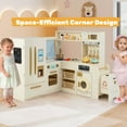 thumbnail image 2 of Costway Corner Play Kitchen with Lights & Sounds Wooden Toy Kitchen Set Storage for Ages 3+ Beige, 2 of 10
