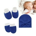 thumbnail image 4 of Baby Hat Mittens and Socks Set Newborn Bowknot Hat for 0-6 Months Cute Infant Beanie Suit Soft Mittens Non-Slip Ankle Socks, 4 of 6