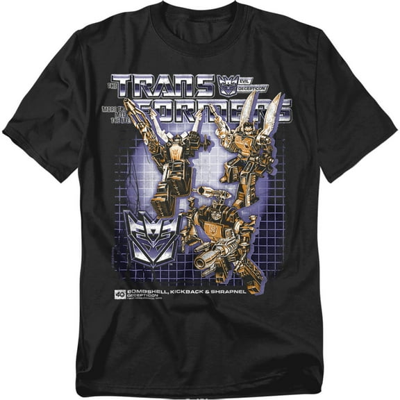 Transformers 40Th Anniversary T-Shirt Bombshell, Kickback, Shrapnel Box Unisex Graphic Tee for Men & Women
