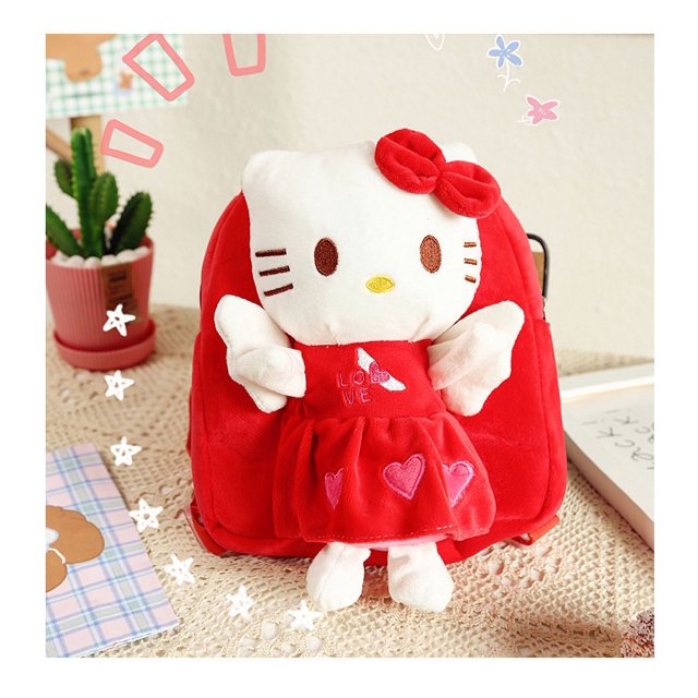 Mochila de felpa para guardería con dibujos de Hello Kitty, versión coreana para bebé, bolso escolar para niñas de 1 a 3 años