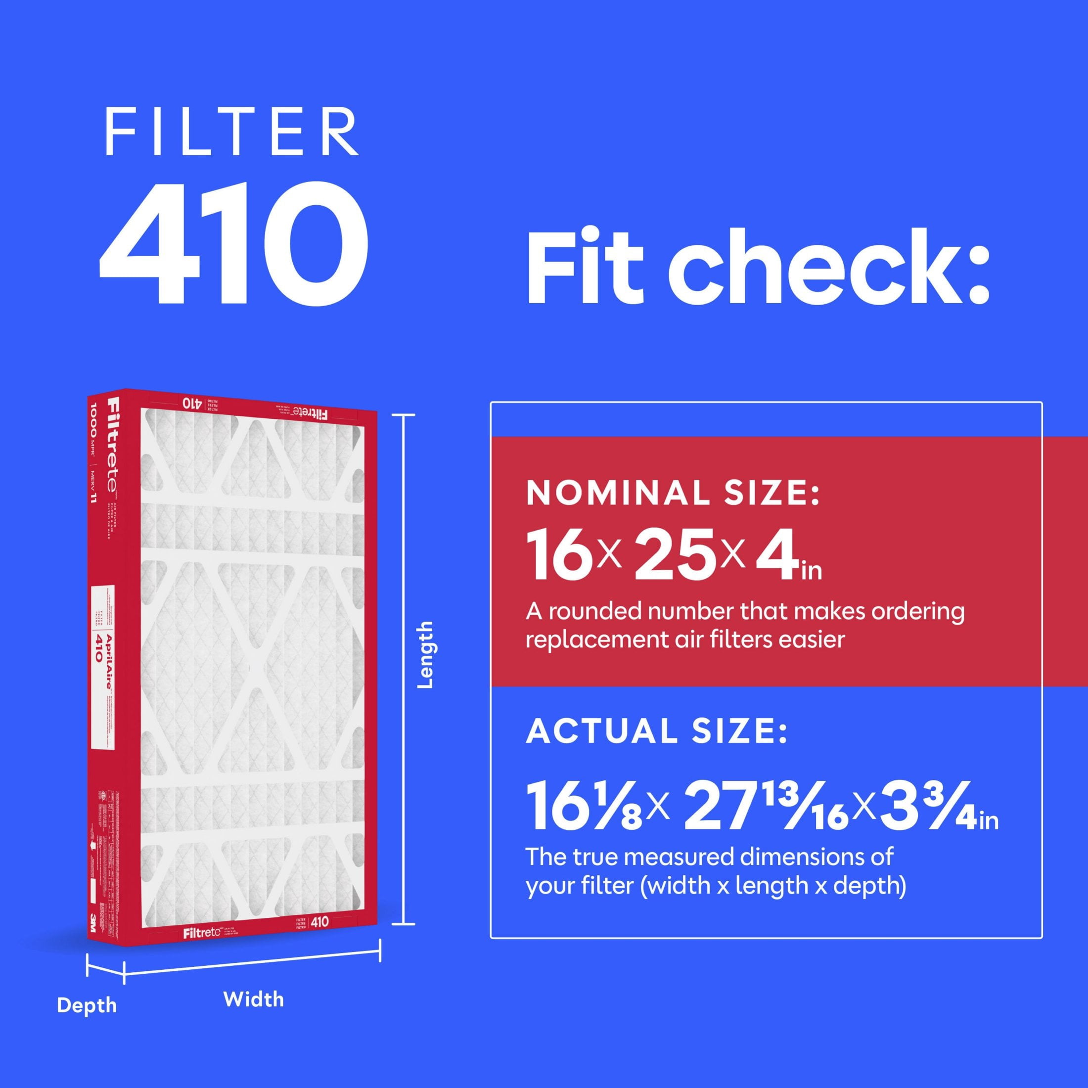 Filtrete Air Filter, MPR 1000 MERV 11, Fits Systems Using AprilAire 410 Filters, 2 Pack