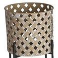 thumbnail image 2 of Saltoro Sherpi Lattice Design Round Planter with Metal Base, Beige and Black, 2 of 5