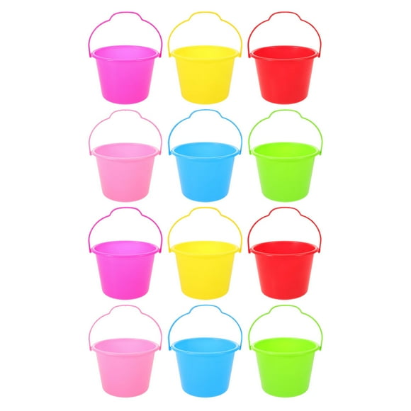 12PCS Beach Buckets Sand Buckets Mini Buckets Beach Items Beach Pails Summer Sand Pails Mini Sand Pails Beach Toys Beach Accessories