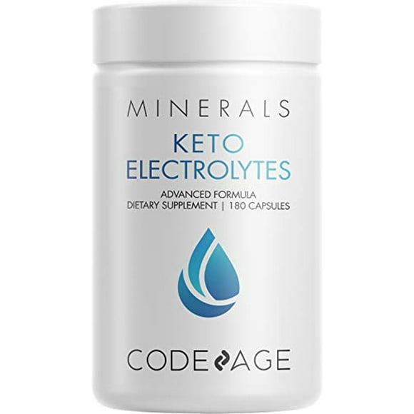 Keto Électrolytes Supplément - Électrolyte Végétalien Comprimés w Magnésium, Potassium, Calcium et Sel - Électrolyte Poudre Sel Pilules & Boissons Suppléments d'Hydratation - Sans-ogm, Régime Céto -180 Gélules